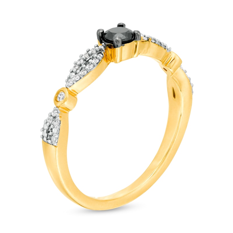 0.23 CT. T.W. Enhanced Black and White Diamond Alternating Marquise Promise Ring in 10K Gold