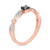 0.23 CT. T.W. Enhanced Black and White Diamond Alternating Marquise Promise Ring in 10K Rose Gold