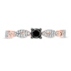 Thumbnail Image 3 of 0.23 CT. T.W. Enhanced Black and White Diamond Alternating Marquise Promise Ring in 10K Rose Gold