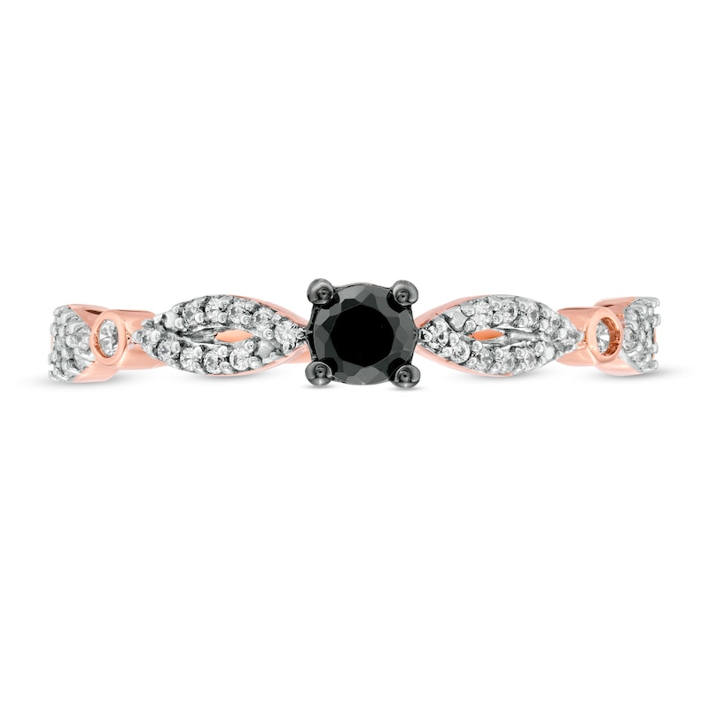 0.23 CT. T.W. Enhanced Black and White Diamond Alternating Marquise Promise Ring in 10K Rose Gold|Peoples Jewellers