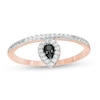 0.145 CT. T.W. Enhanced Black and White Diamond Pear-Shaped Frame Promise Ring in 10K Rose Gold