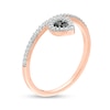 Thumbnail Image 2 of 0.145 CT. T.W. Enhanced Black and White Diamond Pear-Shaped Frame Promise Ring in 10K Rose Gold