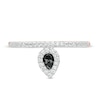 0.145 CT. T.W. Enhanced Black and White Diamond Pear-Shaped Frame Promise Ring in 10K Rose Gold