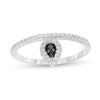 0.145 CT. T.W. Enhanced Black and White Diamond Pear-Shaped Frame Promise Ring in 10K White Gold