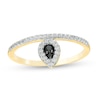 Thumbnail Image 0 of 0.145 CT. T.W. Enhanced Black and White Composite Diamond Pear-Shaped Frame Promise Ring in 10K Gold