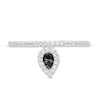 Thumbnail Image 3 of 0.145 CT. T.W. Enhanced Black and White Composite Diamond Pear-Shaped Frame Promise Ring in 10K Gold