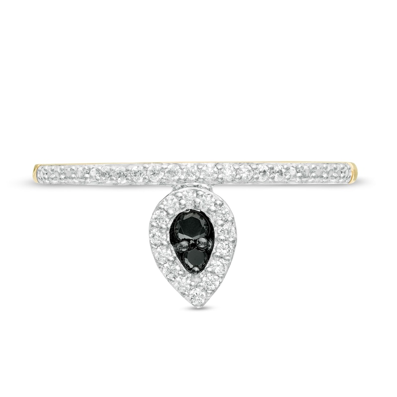 0.145 CT. T.W. Enhanced Black and White Composite Diamond Pear-Shaped Frame Promise Ring in 10K Gold|Peoples Jewellers
