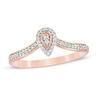 Thumbnail Image 0 of 0.115 CT. T.W. Composite Diamond Pear-Shaped Frame Chevron Promise Ring in 10K Rose Gold