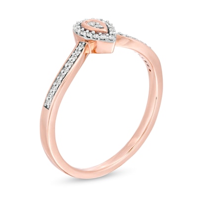 0.115 CT. T.W. Composite Diamond Pear-Shaped Frame Chevron Promise Ring in 10K Rose Gold