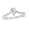 0.115 CT. T.W. Composite Diamond Pear-Shaped Frame Chevron Promise Ring in 10K Gold