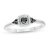 0.18 CT. T.W. Enhanced Black and White Diamond Cushion Frame Tri-Sides Promise Ring in 10K White Gold