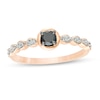 0.23 CT. T.W. Enhanced Black and White Diamond Art Deco Promise Ring in 10K Rose Gold