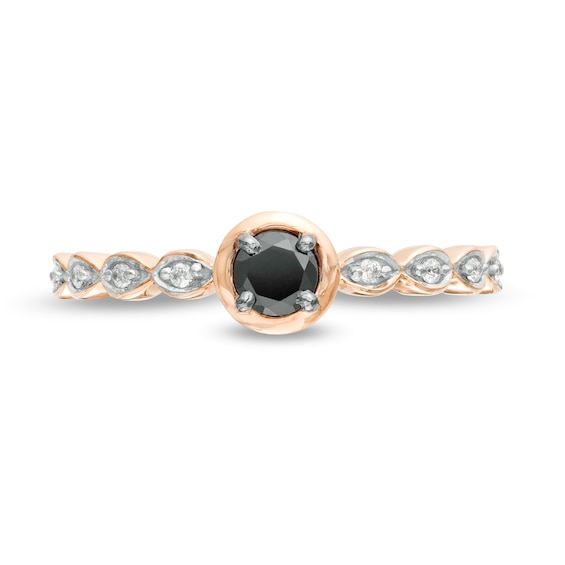 0.23 CT. T.W. Enhanced Black and White Diamond Art Deco Promise Ring in 10K Rose Gold