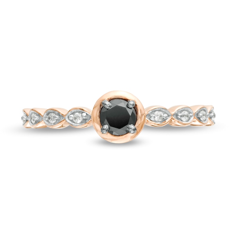 0.23 CT. T.W. Enhanced Black and White Diamond Art Deco Promise Ring in 10K Rose Gold|Peoples Jewellers