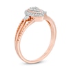 0.18 CT. T.W. Composite Diamond Pear-Shaped Frame Vintage-Style Split Shank Promise Ring in 10K Rose Gold