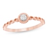 Thumbnail Image 0 of 0.085 CT. Diamond Rope Frame Infinity Shank Solitaire Promise Ring in 10K Rose Gold