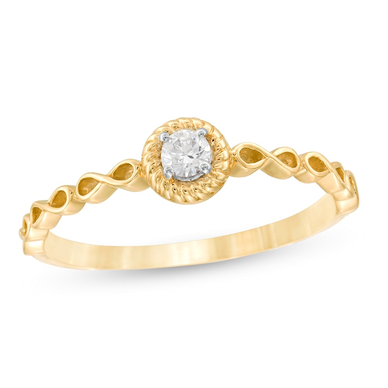 0.085 CT. Diamond Rope Frame Infinity Shank Solitaire Promise Ring in 10K Gold|Peoples Jewellers