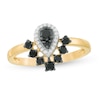 Thumbnail Image 1 of 0.37 CT. T.W. Enhanced Black and White Composite Diamond Pear-Shaped Frame Ring in 10K Gold