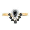 Thumbnail Image 4 of 0.37 CT. T.W. Enhanced Black and White Composite Diamond Pear-Shaped Frame Ring in 10K Gold