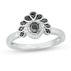 Thumbnail Image 0 of 0.23 CT. T.W. Enhanced Black and White Diamond Frame Tiara Ring in 10K White Gold