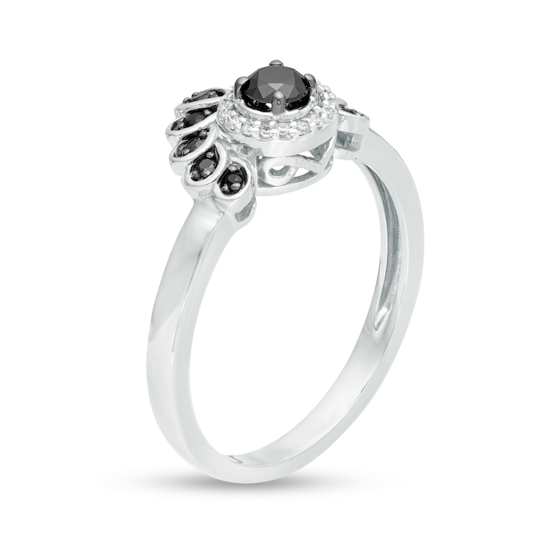 0.23 CT. T.W. Enhanced Black and White Diamond Frame Tiara Ring in 10K White Gold|Peoples Jewellers