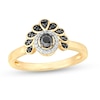 Thumbnail Image 1 of 0.23 CT. T.W. Enhanced Black and White Diamond Frame Tiara Ring in 10K Gold