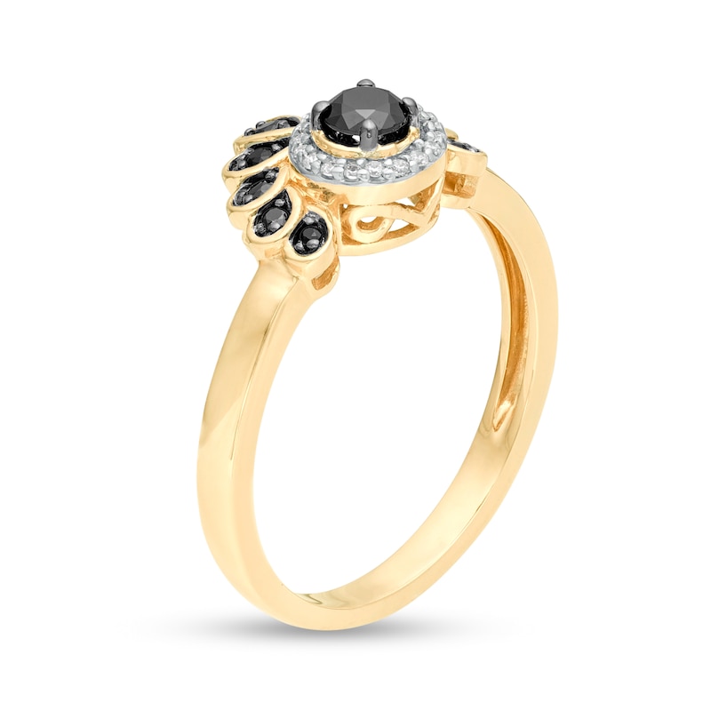 Main Image 3 of 0.23 CT. T.W. Enhanced Black and White Diamond Frame Tiara Ring in 10K Gold