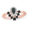 Thumbnail Image 0 of 0.37 CT. T.W. Enhanced Black and White Composite Diamond Pear-Shaped Frame Ring in 10K Rose Gold