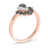 0.37 CT. T.W. Enhanced Black and White Composite Diamond Pear-Shaped Frame Ring in 10K Rose Gold