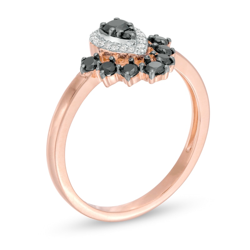 0.37 CT. T.W. Enhanced Black and White Composite Diamond Pear-Shaped Frame Ring in 10K Rose Gold|Peoples Jewellers