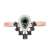 Thumbnail Image 3 of 0.37 CT. T.W. Enhanced Black and White Composite Diamond Pear-Shaped Frame Ring in 10K Rose Gold