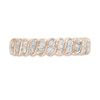 0.12 CT. T.W. Baguette and Round Diamond Stackable Spiral Anniversary Ring in 10K Rose Gold