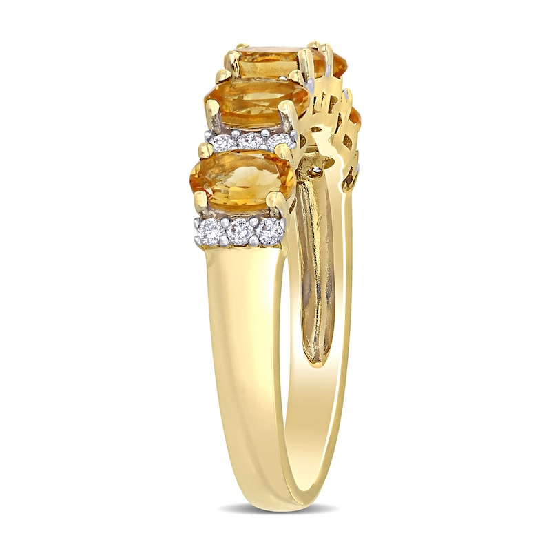 Oval Citrine and 0.16 CT. T.W. Diamond Five Stone Ring in 14K Gold|Peoples Jewellers