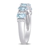 Oval Aquamarine and 0.16 CT. T.W. Diamond Five Stone Ring in 14K White Gold