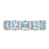 Oval Aquamarine and 0.16 CT. T.W. Diamond Five Stone Ring in 14K White Gold