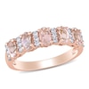 Thumbnail Image 0 of Oval Morganite and 0.16 CT. T.W. Diamond Five Stone Ring in 14K Rose Gold
