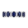 Oval Blue Sapphire and 0.16 CT. T.W. Diamond Five Stone Ring in 14K White Gold