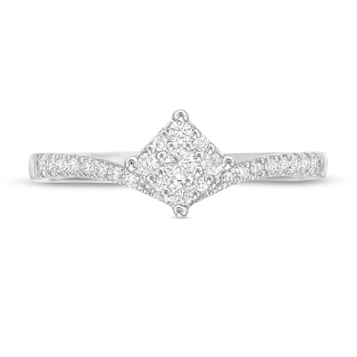 0.20 CT. T.W. Composite Diamond Tilted Square Chevron Promise Ring in 10K White Gold