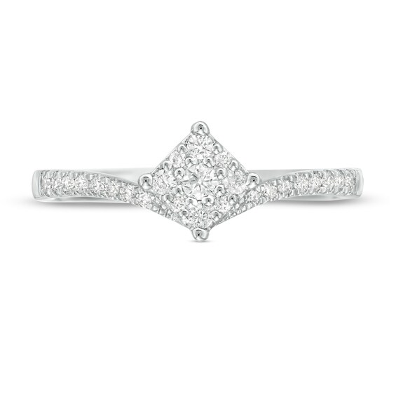 0.20 CT. T.W. Composite Diamond Tilted Square Chevron Promise Ring in 10K White Gold