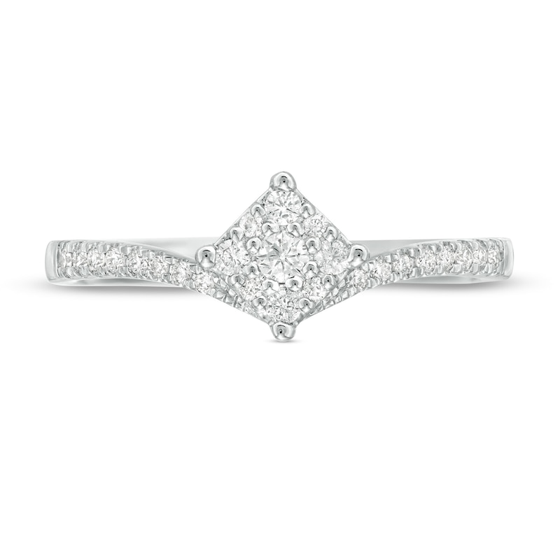0.20 CT. T.W. Composite Diamond Tilted Square Chevron Promise Ring in 10K White Gold|Peoples Jewellers