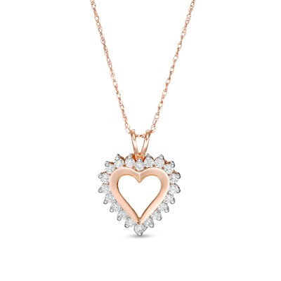 0.25 CT. T.W. Diamond Heart Pendant in 10K Rose Gold