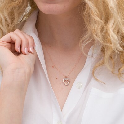 0.25 CT. T.W. Diamond Heart Pendant in 10K Rose Gold