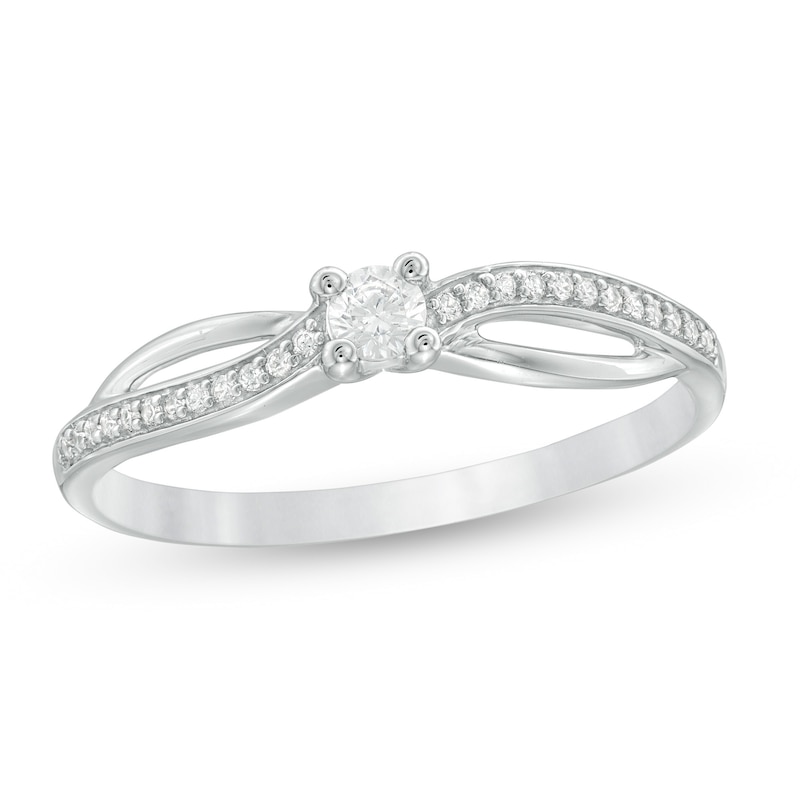 0.15 CT. T.W. Diamond Crossover Promise Ring in 10K White Gold|Peoples Jewellers