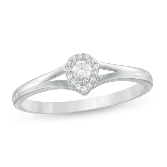 0.14 CT. T.W. Diamond Heart-Shaped Promise Ring in Sterling Silver