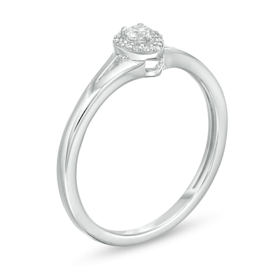 0.12 CT. T.W. Diamond Teardrop Frame Promise Ring in 10K White Gold