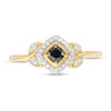 Thumbnail Image 3 of 0.18 CT. T.W. Enhanced Black and White Diamond Tilted Cushion Frame Leaf Shank Promise Ring in 10K Gold
