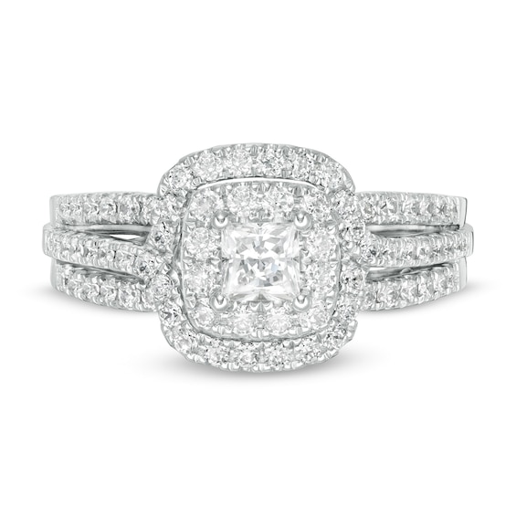 1.00 CT. T.W. Canadian Certified Princess-Cut Diamond Frame Multi-Row Engagement Ring in 10K White Gold (I/I1)