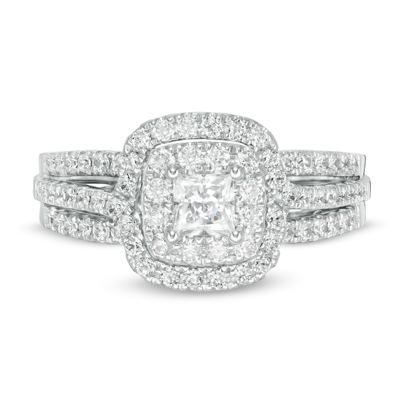 1.00 CT. T.W. Canadian Certified Princess-Cut Diamond Frame Multi-Row  Engagement Ring in 10K White Gold (I/I1)