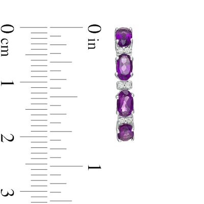 Oval Amethyst and Lab-Created White Sapphire Hoop Earrings in Sterling Silver