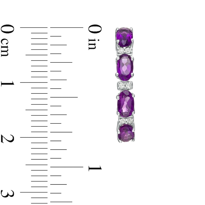 Oval Amethyst and Lab-Created White Sapphire Hoop Earrings in Sterling Silver